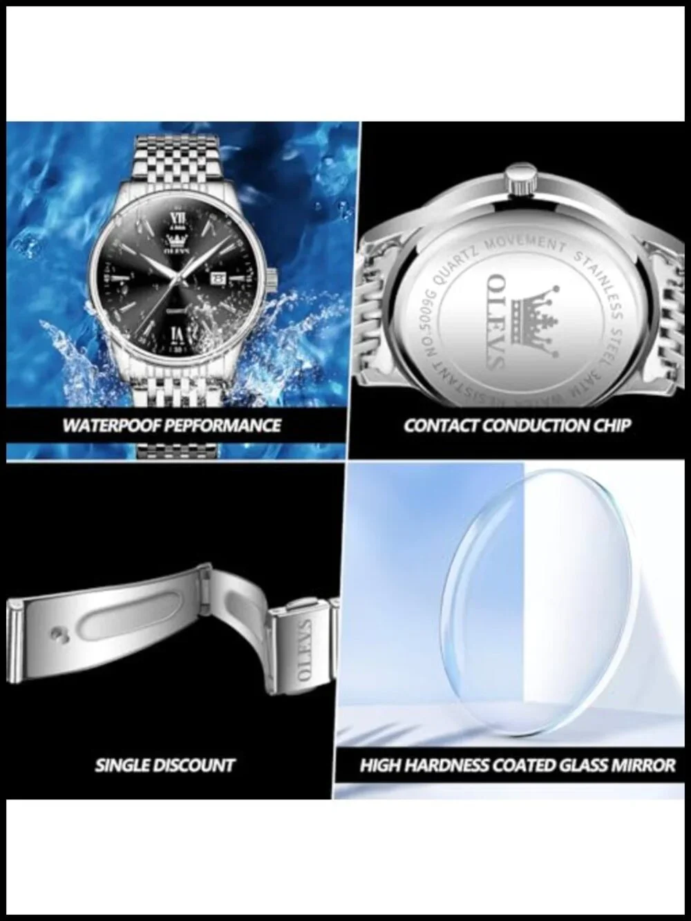 Men's Luxury Stainless Steel Quartz Dress Watch 30M Waterproof Analog